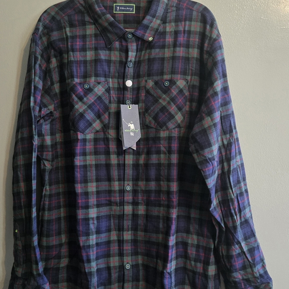 NWT William Murray Long Sleeve Shirt Mens XXL Green Tartan Plaid Flannel - Picture 7 of 8